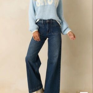 Blue knit snow sweater